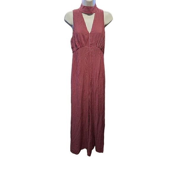 Maeve Anthropologie Womens Wide Leg Keyhole Red Pattern Jumpsuit Size 2 - Picture 1 of 12